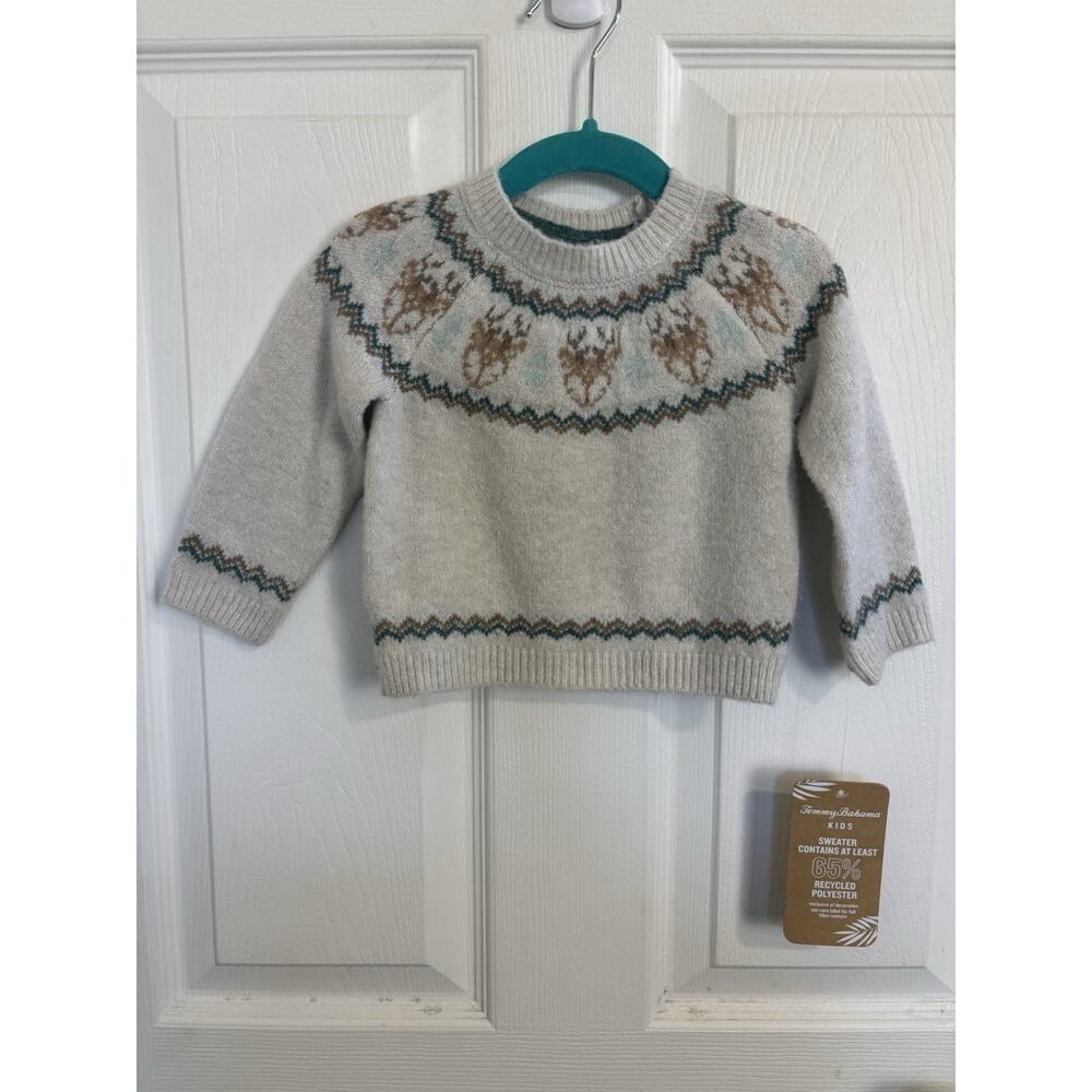 NWT Tommy Bahama Baby Fair Isle Reindeer Sweater Size 3-6M Cozy Holiday